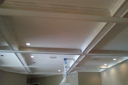 Painted paneled ceiling.