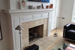 Painted fireplace surround.